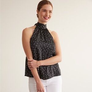 Sleeveless Satin Top with Halter Neckline New with Tag